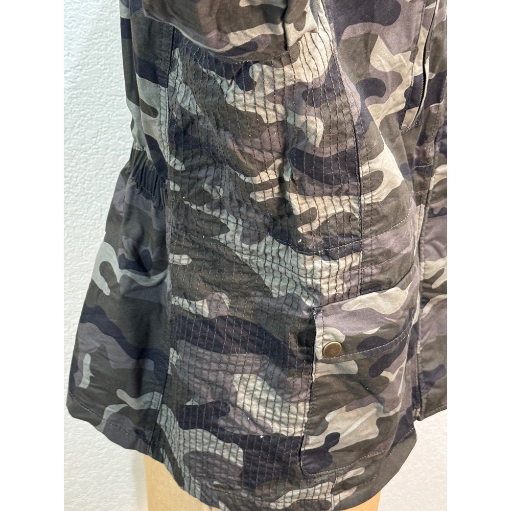 Love Tree Womens Camo Print Utility Field Jacket Green Zip Front Pockets L - Picture 6 of 14